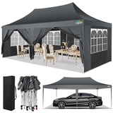 COBIZI Pavillon 3x6 Wasserdicht Stabil und Winterfest,Faltpavillon,Partyzelt Faltbar mit UV-Schutz 50+ und 6 Beweglichen Seitenteilen,Ideal für Outdoor-Partys,Märkte,Camping und Garten,Grau