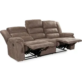 luma-home schönes für dein zuhause 3-SITZER-RELAXSOFA 212/93/103 cm Federkern, Liegefunktion verstellbar durch halbautomatische Relaxfunktion, Mikrofaser Vintage Grau Braun / 15134