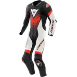 Dainese Laguna Seca 6 1-Teiler Motorrad Lederkombi schwarz-weiss-rot, Größe 56