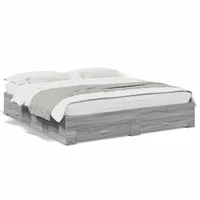VidaXL Bettgestell mit Schubladen Grau Sonoma 180x200cm Holzwerkstoff