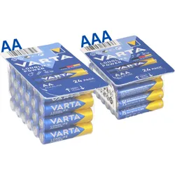 48 Varta Batterien 24x Varta AA Mignon + 24x Varta AAA Micro Longlife Power