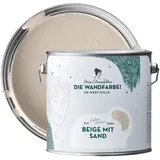 MissPompadour edelmatte Wandfarbe Beige mit Sand 2,5L - sehr hohe Deckkraft - geruchsneutrale, spritzfreie Farbe - atmungsaktive, wasserbasierte Innenfarbe/Deckenfarbe - Die Wertvolle