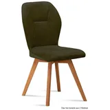 58 aufm Kessel Esszimmerstuhl Küchenstuhl (2er-Set) Donia 51x92x60 Eiche geölt/Rosewood (Lieferung bis Verwendungsstelle, 2 St), Stabiles Gestell aus Massivholz pflegeleichter Bezug aus Microfaser grün