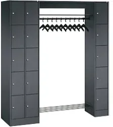 C+P Serie 8070 Metall Schließfach 15 Türen Zylinderschloss 2.100 x 480 x 1.950 mm Schwarz