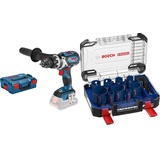 Bosch Professional Akku-Schlagbohrschrauber GSB 18V-110 C (ohne Akkus und Ladegerät, in L-BOXX) + 14 tlg. Expert Tough Material Lochsäge Set (für Holz mit Metall, Ø 20-76 mm, Zubehör)