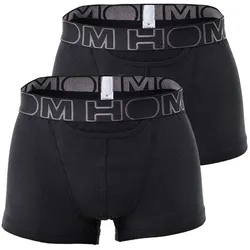 HOM Herren Boxer Shorts, 2er Pack - HOM Boxerlines #2, Baumwolle Schwarz XL