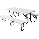 Klappbarer Tisch und Bank – Kunststoff – 183 x 130 cm weiß No Size