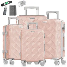 Kesser KESSER® Reisekoffer Set 4-teilig Kofferset ABS Hartschalenkoffer mit Zahlenschloss, Kofferwaage & Reisebrieftasche 360° Rollen Handgepäck & große Koffer für Business & Reise Trolley