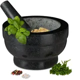 Relaxdays Granit Mörser mit Stößel 20 cm schwarz/grau