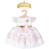 Heless - Prinzessinnen-Kleid für Puppen im Design Kirschblüte mit goldener Krone, Gr. 28-35 cm