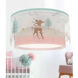 Dalber Deckenlampe Kinderzimmer, Kinder Deckenleuchte, Jungenzimmerlampe, Kinderlampe, Loving Deer Reh Tiere Rosa, 61276M, E27-2 x 15W