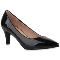 VAN HILL Damen Spitze Pumps in Schwarz Lack