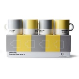 Pantone Porzellan Espressotassen im 4er-Set in Geschenkbox, 120 ml, mit Henkel, spülmaschinenfest, CoY 2021, Illuminating 13-0647 & Ultimate Gray 17-5104, CoY2021, 120ml, 101042021