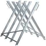 Hebitod Klappbarer Sägebock für Kettensägen, 150 kg Tragkraft, 81x80x80 cm, Verzinktes Metall mit Kettensägen-Halterung, Stabiler Schneidebock für Werkstätten und Sägewerke, Silber