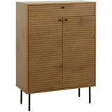Mendler Schuhschrank HWC-N78, Schuhregal Schrank, skandinavischer Stil Metall Holz Melamin MVG 115x80x35cm ~ natur