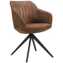 B&D home B&D home® Esszimmerstuhl ARVIT drehbar – mit Armlehnen, 360° Drehfunktion, Stoff in Wildlederoptik braun, Metallgestell schwarz, komfortabel gepolstert