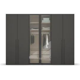 Rauch Drehtürenschrank RAUCH "Kleiderschrank Schrank Garderobe SKAT SHINE mit hochwertigem", grau (graphit), B:301cm H:235cm T:63cm, Holzwerkstoff, Schränke, Drehtürenschrank, transparentem Grauglas inkl. umfangreichem Zubehör MADE IN GERMANY