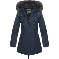Geographical Norway Damen Jacke Winterparka Coracle/Coraly XL-Fellkapuze Navy, S - S