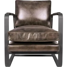 LC Home Sessel Kansas Ledersessel 65 x 87 x 65 cm Schwarz mit Kissen