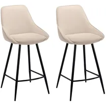 vente-unique - Barhocker 2er-Set Masurie - Polyester - cremefarben