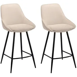 vente-unique - Barhocker 2er-Set Masurie - Polyester - cremefarben