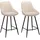 vente-unique - Barhocker 2er-Set Masurie - Polyester - cremefarben