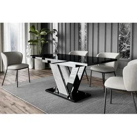 altdecor Esstisch 120 - 160 x 75 x 80 cm hochglanz Schwarz/Grau