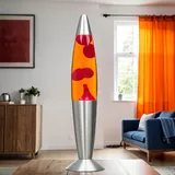 Licht-Erlebnisse Moderne Lavalampe Orange Rot, klein, 36 cm, G9 30 W mit Kabelschalter, inklusive Leuchtmittel, Geschenkidee Weihnachten, Warm, Aktiv, Retro Lampe