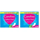 Carefree Slipeinlagen Cotton Feel Normal mit Aloe Vera Duft, 100% atmungsaktiv für ein langanhaltendes Frischegefühl, Größe Normal, 100 Stück (Packung mit 2)