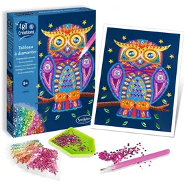 Sentosphere Sentosphère 3932560 Bastelset Strasssteinbild, Motiv Eule, Kreativ-Set, DIY für Kinder und Erwachsene