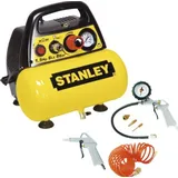 Stanley DN200/8/6 inkl. 6 Zubehörteile - Luftkompressor 8 Bar - 6L - inkl. Luftpistole, Inflatorpistole, Spiralschlauch 5M und 3 Aufsä...
