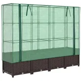 vidaXL Hochbeet mit Gewächshaus-Aufsatz Rattan-Optik 160x40x138 cm