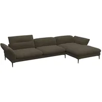 FLEXLUX Ecksofa Salino, Funktionssofa mit Recamiere, Relaxsofa, Ecksofa, Sofa mit Arm- und Kopfteil-Verstellungen, Kaltschaum & Stahl-Wellen schwarz