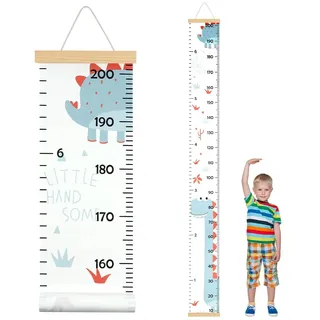 Aolso Kinder Messlatte, Größenmesser für Kinder, Massband Kinder, Baby-Wachstumstabelle, Wandbehang-Wachstumstabelle, Dekoration Kinderzimmer, Messlineal für Babys, Mädchen, Jungen (Dinosaurier)