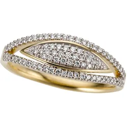 Fingerring FIRETTI "Schmuck Geschenk Gold 585 Damenring Goldring" Gr. 19, gold (gelbgoldfarben, weiß), Fingerringe, Damen, 19, 0,33 ct P2 = erkennbare Einschlüsse, Gelbgold 585-Diamanten, 7mm, Gelbgold 585, Diamanten, mit Brillanten