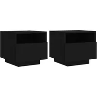 VidaXL Nachttische mit LED-Leuchten 2 Stk. Schwarz 40x39x37 cm