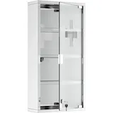 STILVORA Medizinschrank aus Edelstahl Silber 30x12x60 cm mit satiniertem Sicherheitsglas Tip On Automatik und abschließbarer Tür