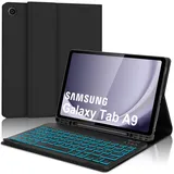 AVNICUD Tastatur für Samsung Galaxy Tab A9 2023 8.7", Samsung Tab A9 Hülle mit Tastatur Beleuchtete Magnetische Abnehmbarer QWERTZ Deutsches Tastatur für Galaxy Tab А9 2023, Schwarz