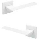 HEXIM Designer Türgarnitur, Zimmer Türgriff wc / Bad Aluminium matt in 4 Farben - Ricardo Borelli Q01: weiß matt, Türgriffe