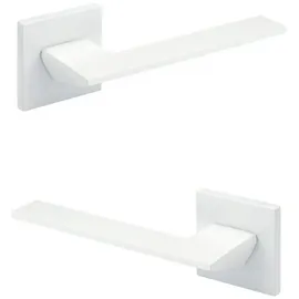 HEXIM Designer Türgarnitur, Zimmer Türgriff wc / Bad Aluminium matt in 4 Farben - Ricardo Borelli Q01: weiß matt, Türgriffe