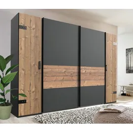 WIMEX Schwebetürenschrank Stockholm 270 x 208 x 65 cm Grau/Schwarz/Silber