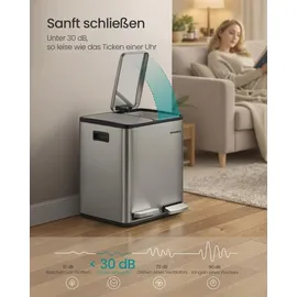 Songmics Mülleimer 15 l Grau/Silberfarben