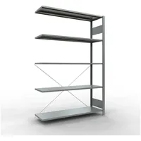 Schulte Lagertechnik Anbauregal Stahl 200 x 130 x 40 cm silber 5 Fachböden