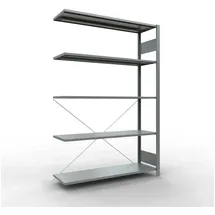 Schulte Lagertechnik Anbauregal Stahl 200 x 130 x 40 cm silber 5 Fachböden