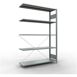 Schulte Lagertechnik Anbauregal Stahl 200 x 130 x 40 cm silber 5 Fachböden