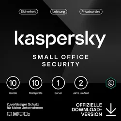 Kaspersky Small Office Security 10 Geräte - 2 Jahre Base 10 Geräte + 10 Mobilgeräte + 1 Dateiserver - 2 Jahre