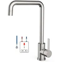 Niederdruck Armatur Küche mit 2 Strahlarten, 360 ° Drehbare Wasserhahn Küche, Leicht zu zerlegen und zu waschen, Spültischarmatur für Boiler, Untertischgeräte (Gebürstet, Niederdruck/ 7-shape)