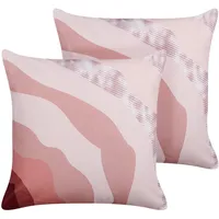 Beliani Gartenkissen Rosa Textil, Füllung: Polyester, Quadratisch, 45x45 cm