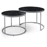 [en.casa] Skagen Marmor schwarz / silber 2er Set