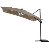 Habitat Et Jardin - Ampelschirm aus Alu mit led 'Sun 4 Luxe' - 3 x 4 m - Taupe
